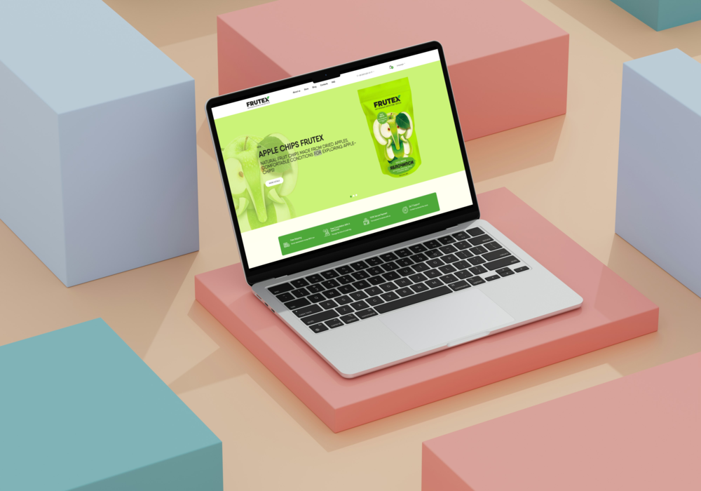 frutex website on laptop displayed from bran & pole portfolio